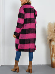 Plaid Peaked Lapel Wool-Blend Blazer Coat