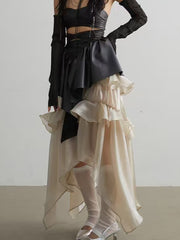 Elegant Glossy Ruffled Goldfish Skirt