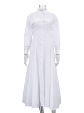 Elegant Lapel Single-breasted Slim Shirt Dress