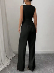 Elegant Sleeveless Slim Top And Pants Two Piece Set