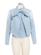 Casual Shirt Bow Tie Denim Jacket