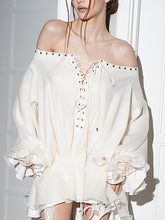 Sexy Off Shoulder Lace-up Mini Dress