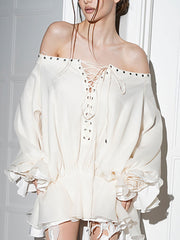Sexy Off Shoulder Lace-up Mini Dress