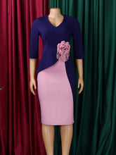 Plus Size Fashion 3D Flower Office Pencil Dress