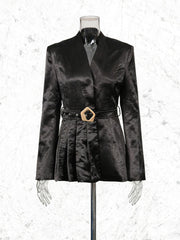 Fashion Long Sleeve Belt Slim Blazer