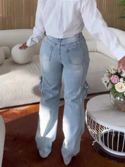 Fashion Rhinestone Cargo Jeans