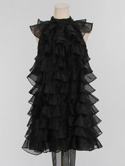 Fashion Sleeveless Tiered Ruffle Slim Dress