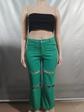 Casual Chain Patchwork Hollow Out Straight Jeans