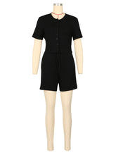 Casual Ribbed Short Sleeveless T shirt Shorts Sets
