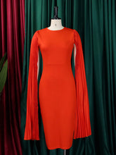 Casual Solid Cape Sleeve Party Club Midi Dress