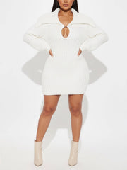 Fashion Chunky Knit Sweater Mini Dress