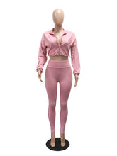 Casual Cropped Jacket Skinny Pants Two Piece Set