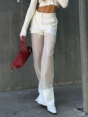 Fashion High Waist Wide-Leg Sheer Pants