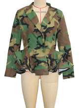 Fashion Camo Ruffled Double-breasted Jacket