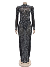 Sexy Rhinestone Sheer Mesh Club Dress