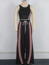 Fashion Crop Vest Elastic Waist Wide Leg Pants Sets