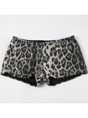 Sexy Sequin Leopard Print Micro Shorts