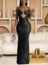 Sexy Spaghetti Strap Sequin Slim Nightclub Gown