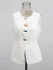 Fashion Metal Detail Split Vest Top