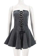 Sexy Denim Corset Lace-up Mini Dress