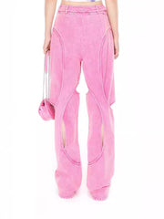Irregular Design Hollow Out Straight Jeans