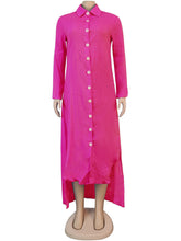 Solid Color Loose Casual Shirt Dress