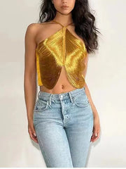 Fashion Fringe Halter Neck Crop Top