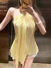 Sexy Pleated Halter Top