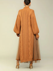 Fashion High Waist Tulle Knitted Dress