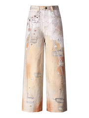 Fashion Print Wide Leg Jeans