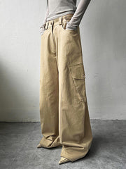 Solid Wide Leg Casual Cargo Pants