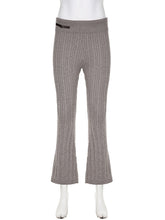 Leather Buckle Knit Casual Trousers