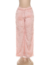 Casual Fluffy Mid Waist Straight Trousers