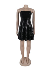 Sequin Patchwork Strapless Cocktail Dress