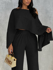 Sexy Off Shoulder Crop Top Long Pants Casual Set