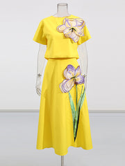 Fashion Slim-fit Spliced Appliques Two Piece Sets