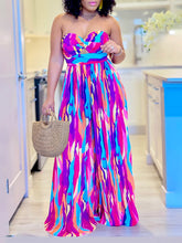 Sexy Strapless Print Wide Leg Jumpsuit