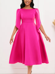Elegant Round Neck Patchwork Slim Party Dress