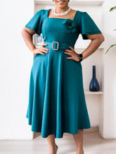 Fashion Square Neck Slim Party Midi Dress