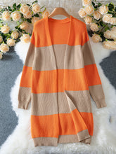 Fashion Colorblock Ribbed Knit Cardigan