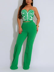 Fashion Crop Tube Top And Trousers Casual Set