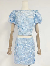 Elegant Floral Embellished Crop Top And Skirt Sets