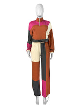 Casual Color Block Patchwork Top And Pants Sets