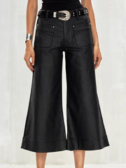 Vintage PU Leather Capri Trousers