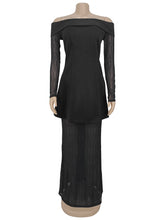 Elegant Off Shoulder Sheer Mesh Skirt Two Piece Set