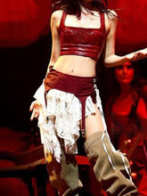 Sexy Crop Vest Lace Patchwork Low Waist Skirt Sets