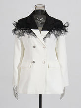 Fashion patchwork Lace Decorate Slim Blazer