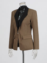 Fashion Contrast Color Structured Slim Blazer