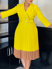 Retro Business Office Fit Mid-Calf A-Line Dress