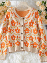 Casual Round Neck Button Knit Cardigan Sweater